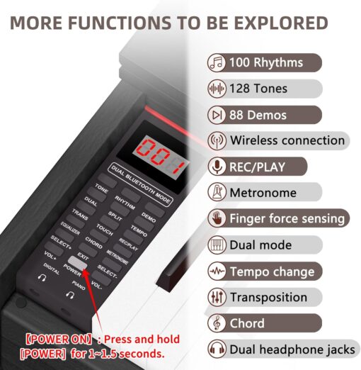 Wencai 88 Key Fully Weighted Digital Piano Keyboard - Image 4