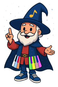 Maestro Mellow, the Piano Wizard Academy mascot