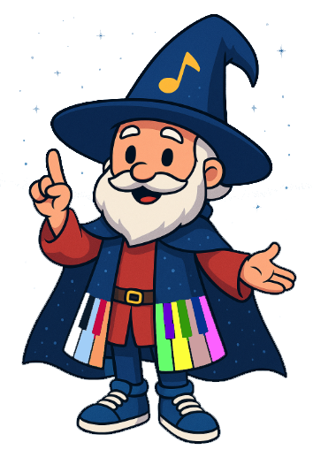 Maestro Mellow, the Piano Wizard Academy mascot