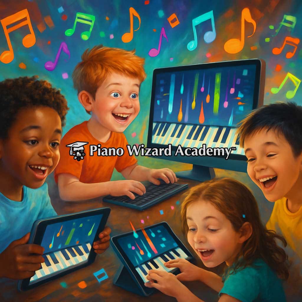 kids playing piano games